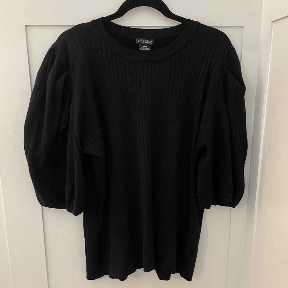 City Chic Fitted Black Sweater